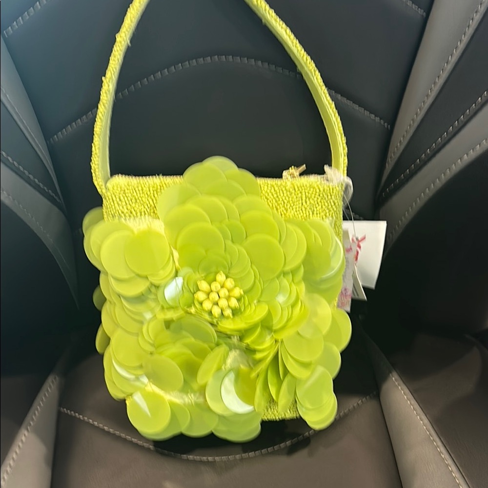 Viral green flower Beaded Handbag